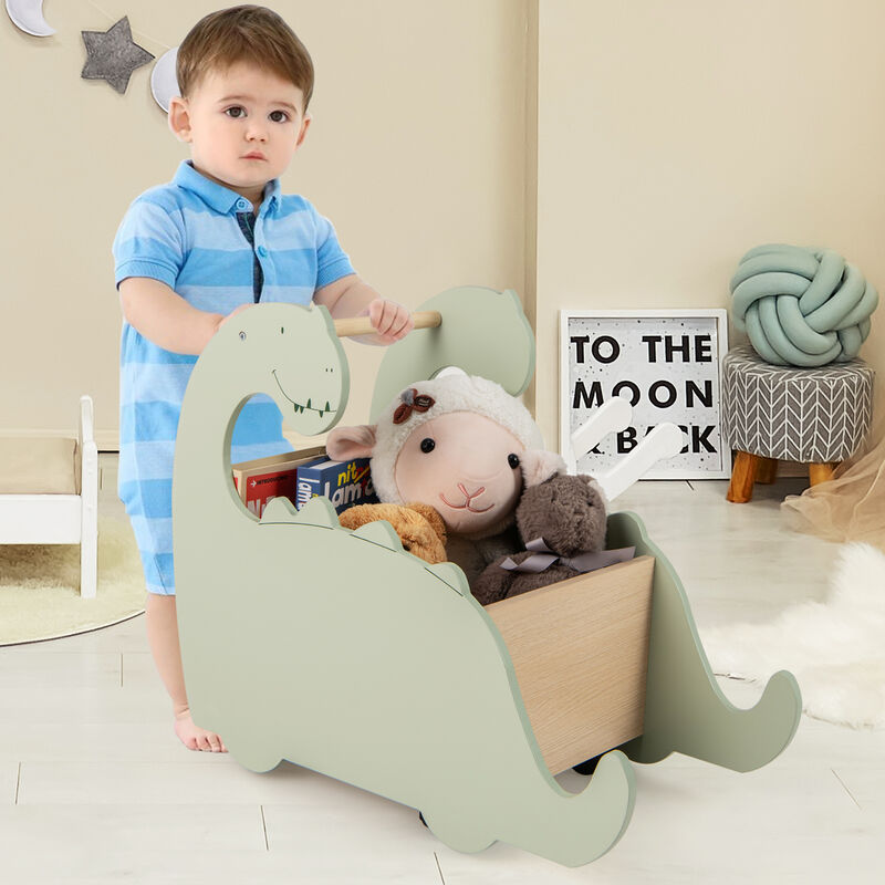 2-in-1 Wooden Baby Push Walker with Handle Toy for Early Walking and Play