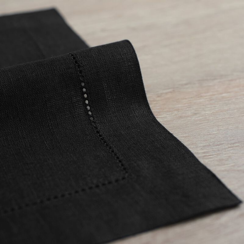 Solino Home 100% Pure Linen Placemats Set of 6 - 14 x 19 Inch | Classic Hemstitch