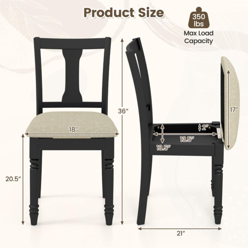 Hivvago Kitchen Dining Chair with Linen Fabric and Storage Space