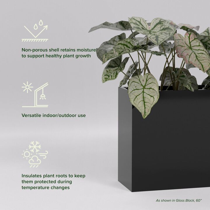 Greenline Fiberglass Alice Extra Large Indoor/Outdoor Rectangle Planter - 60 in x 16 in x 32 in - Matte White