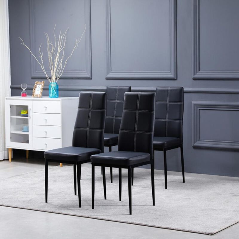 4pcs Elegant Dining Chairs Stylish Seating with 6-Grid Decorative Backrest for Modern Dining Rooms