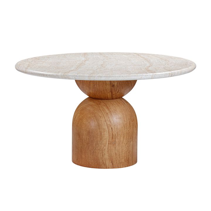 Cynthia Travertine Concrete Indoor / Outdoor 54" Round Dining Table Cynthia Travertine Concrete Indoor / Outdoor 54" Round Dining Table