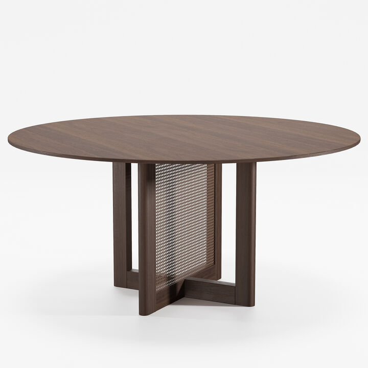 60 Cinna Modern Black Oak Wood Round Dining Table （Seats 8）