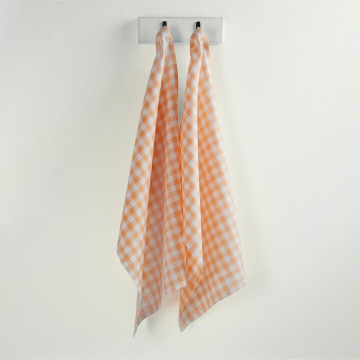 Solino Home 100% Pure Linen Kitchen Towels Set of 2 - 17 x 26 Inch | Gingham Check