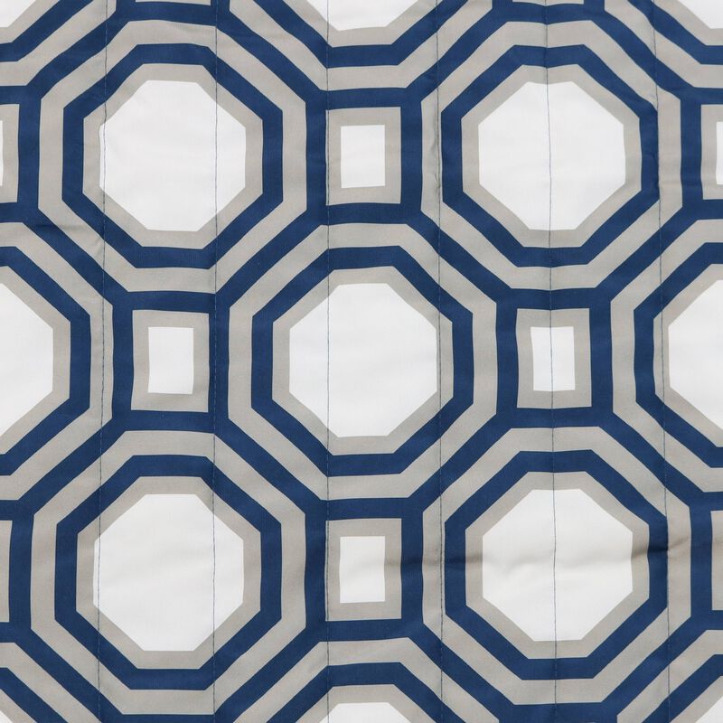 Sunnydaze 2-Person Quilted Fabric Hammock with Blue Steel Stand - Navy/Gray