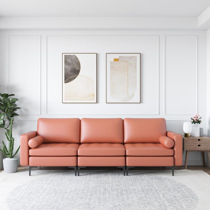 Hivvago Modular 3-Seat Sofa Couch with Socket USB Ports and Side Storage Pocket
