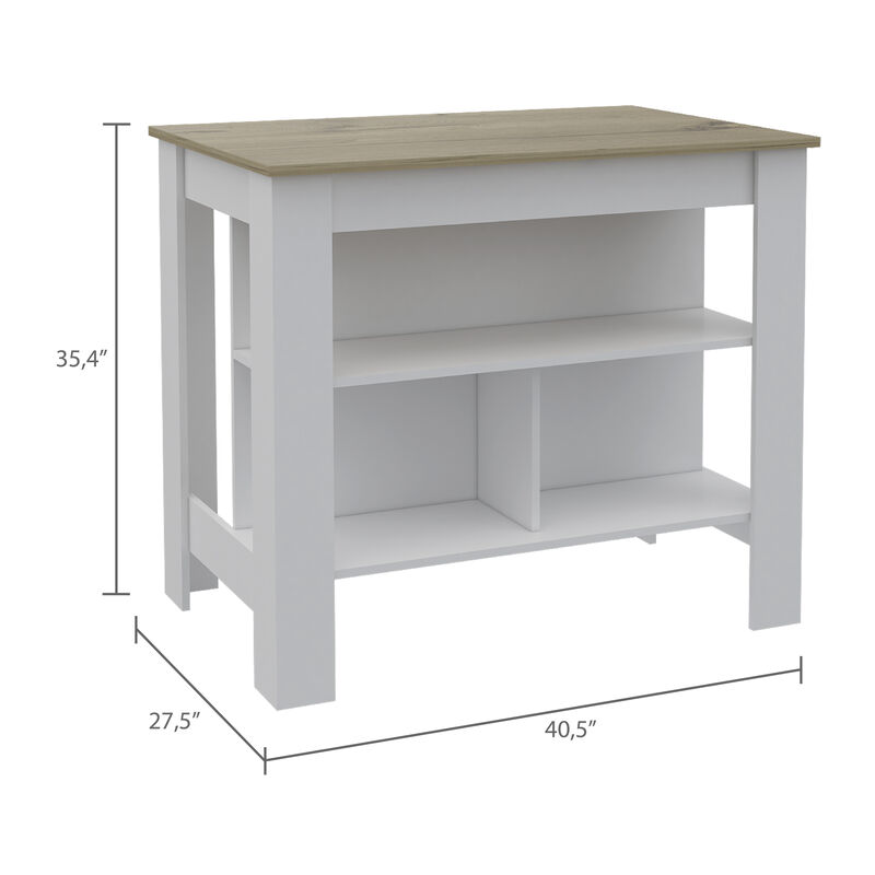 Streamdale Cala Kitchen Island w/ Shelves & Antibacterial Finish