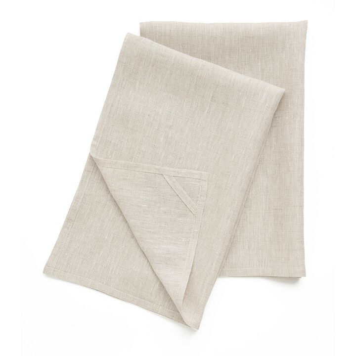 Solino Home 100% Pure Linen Kitchen Towels Set of 2 - 17 x 26 Inch | Athena