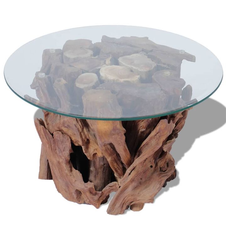 vidaXL Coffee Table Solid Teak Driftwood 23.6"