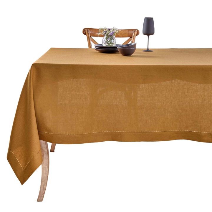 Solino Home 100% Pure Linen Tablecloth | Classic Hemstitch