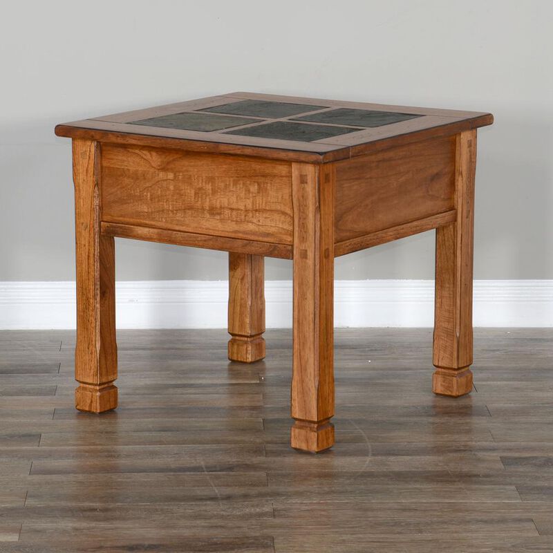 Sunny Designs Sedona 26 Transitional Wood End Table in Rustic Oak