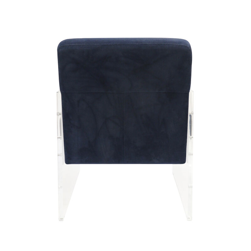 Pasargad Home Tribecca Collection Acrylic & Velvet Accentchair, Navy