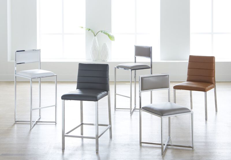 Amalfi Metal Back Chair in White Leather