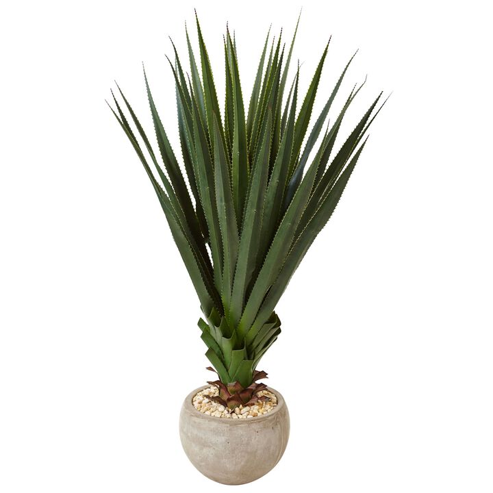 Hivvago Spiked Agave in Sand Colored Bowl (Indoor/Outdoor) Hivvago Spiked Agave in Sand Colored Bowl (Indoor/Outdoor)