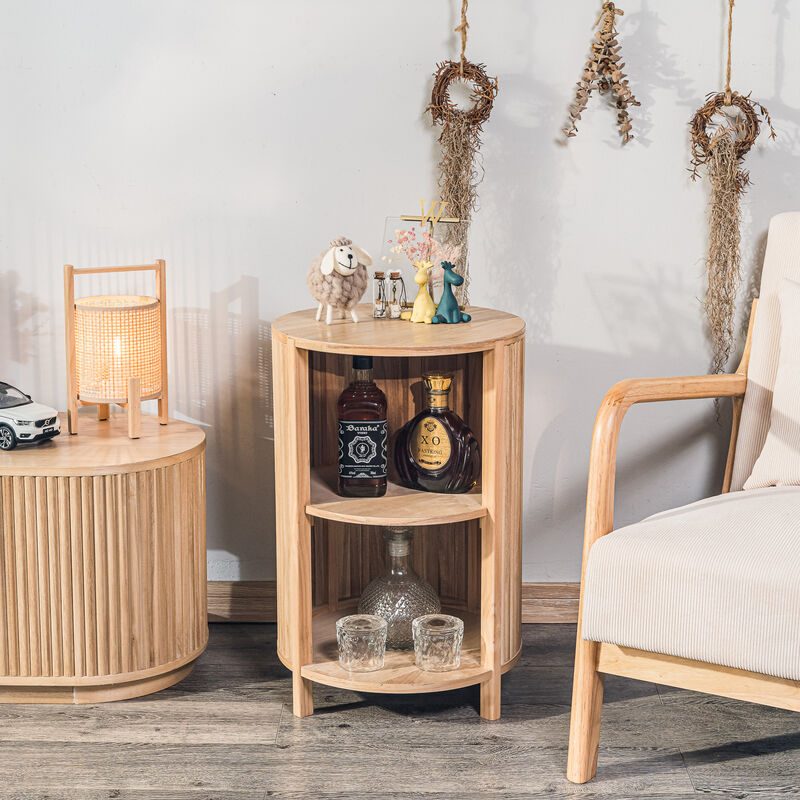 Bedside Table Night Stand Natural Wood