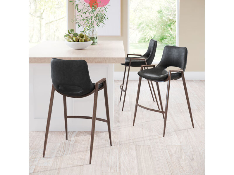 Desi Counter Stool (Set of 2) Black & Walnut