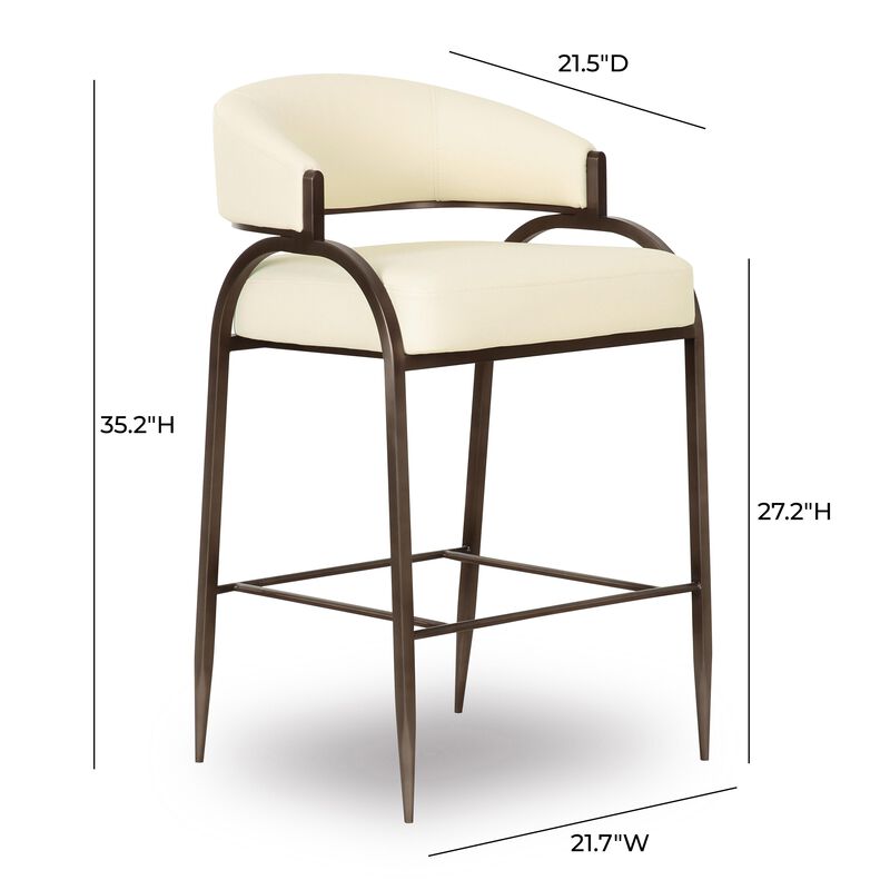 Tatum Cream Textured Performance Boucle Counter Stool