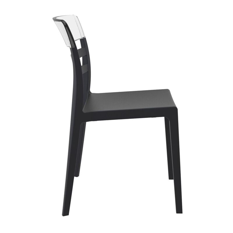 33" White and Red Transparent Outdoor Patio Dining Chair