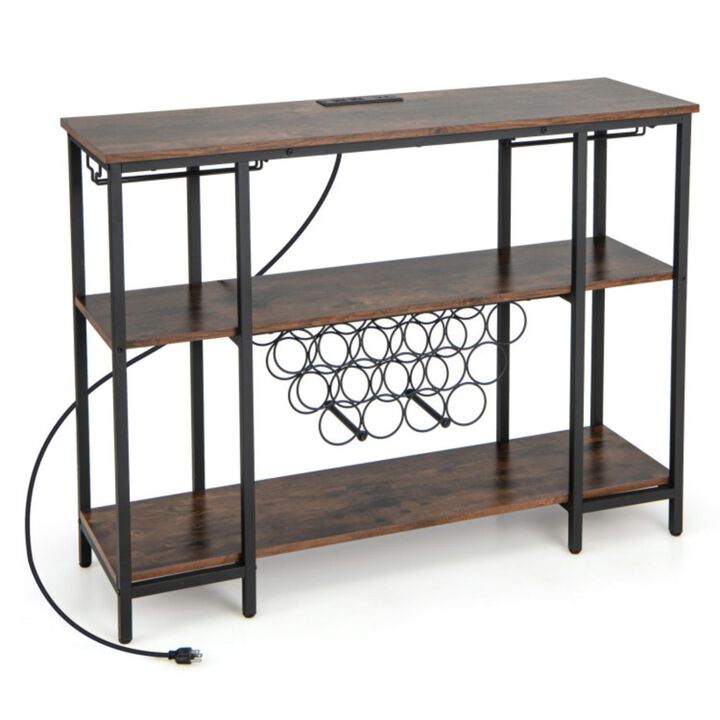 Hivvago Industrial Wine Rack Wine Bar Cabinet with Storage Shelves Hivvago Industrial Wine Rack Wine Bar Cabinet with Storage Shelves