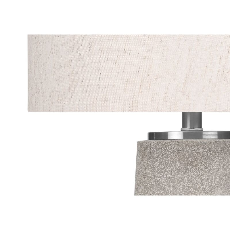 Monarch Specialties I 9712 - Lighting, 29"H, Table Lamp, Grey Resin, Ivory / Cream Shade, Modern
