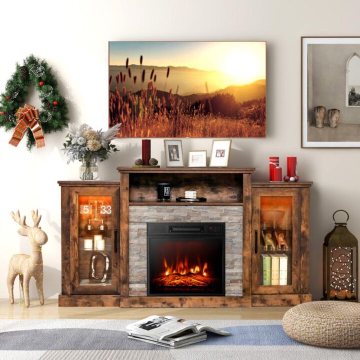 Hivvago FireplaceÂ TV Stand with 16-Color Led Lights for TVs up to 65 Inch