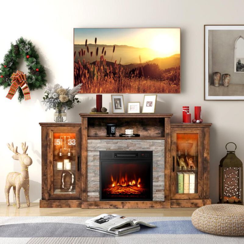 Hivvago FireplaceÂ TV Stand with 16-Color Led Lights for TVs up to 65 Inch