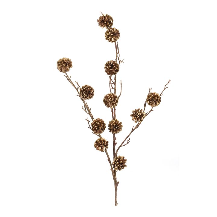 Pine Cone Twig Spray (Set of 2) – Realistic Decorative Stems for Christmas