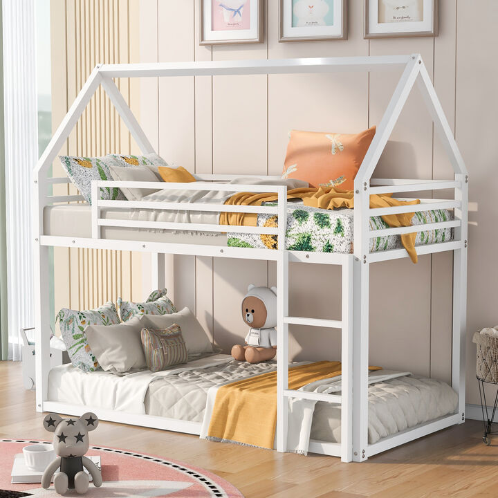 Merax House Bunk Bed with Built-in Ladder