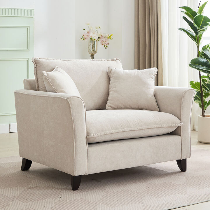 Merax Chenille Fabric Accent Armchair Single Sofa with Pillow for Living Room