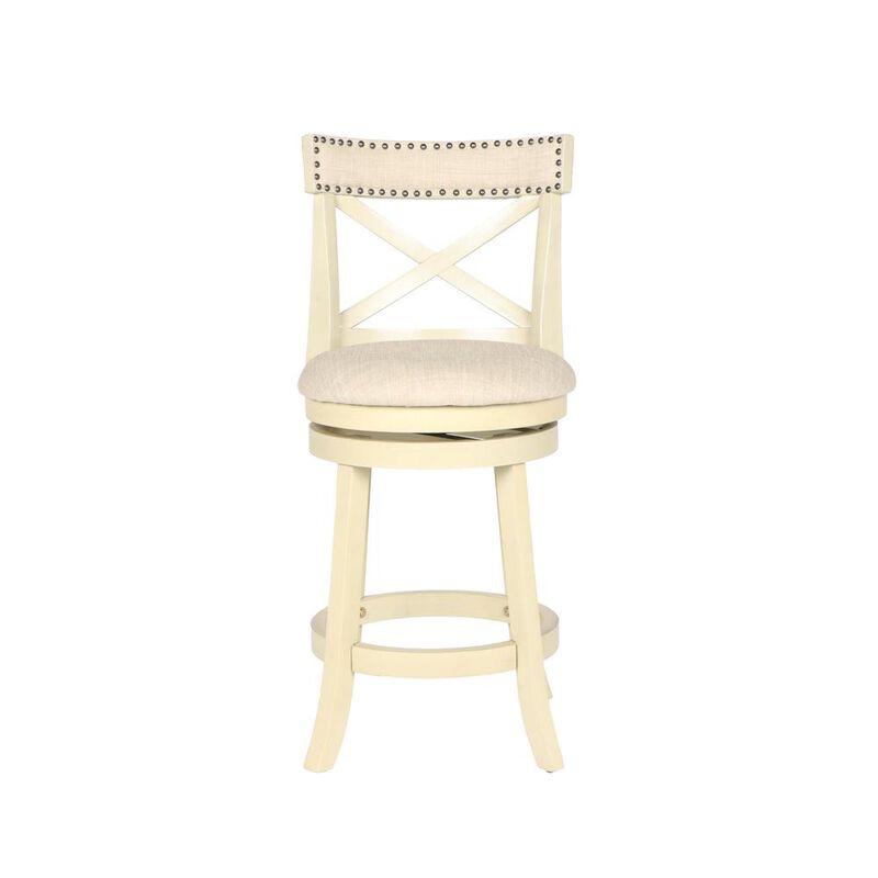 New Classic Furniture York White Solid Wood Swivel Counter Stool (Set of 2)