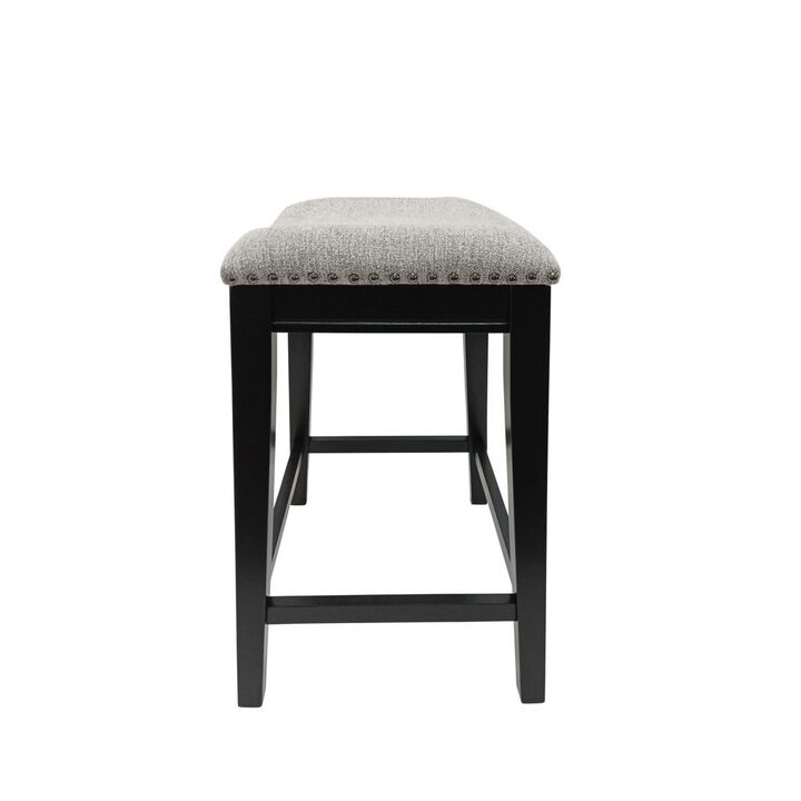 Carolina Living 25 Saddle Counter Stool - Set of 2 - Antique Black - Grey Chenille Upholstery