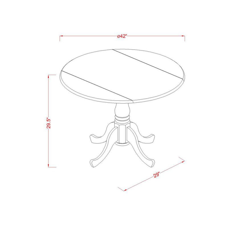 East West Furniture Dublin  Round  Table  with  two  9  Drop  Leaves  in  Black  and  Cherry  Finish