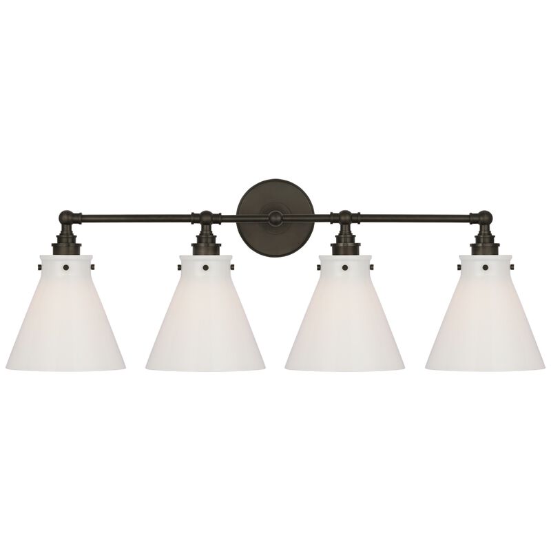 Parkington 24" Three Light Bath Bar in Bronze with White Glass