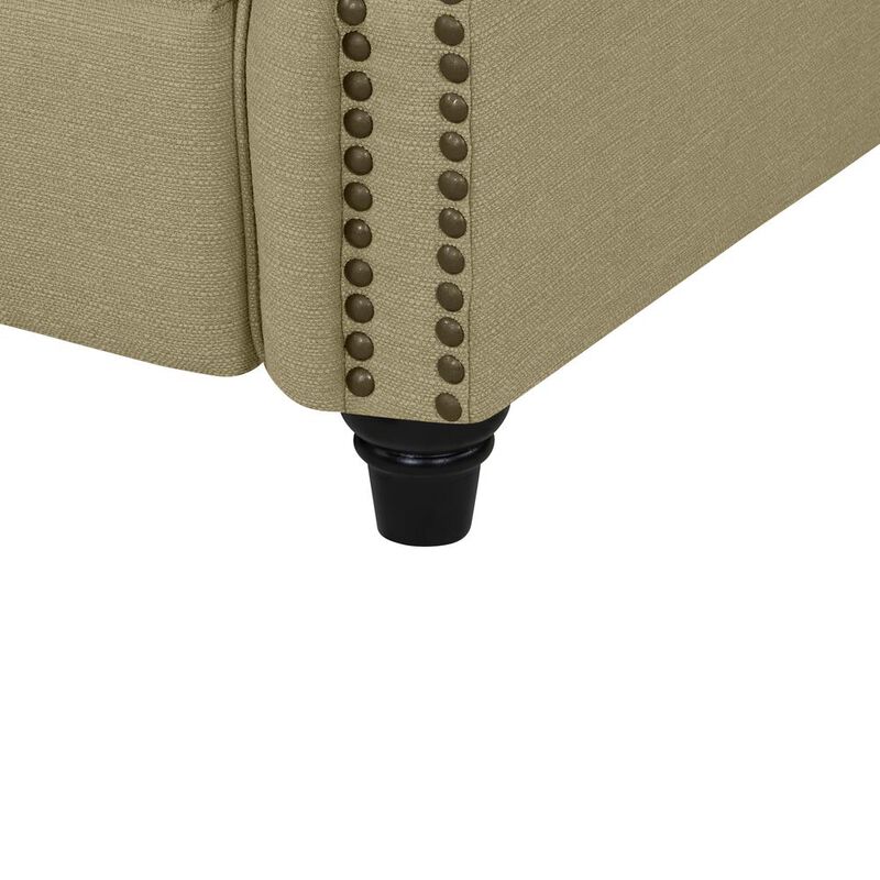 ProLounger Bustle-Back Pushback Recliner with Nailheads in Barley Tan Linen