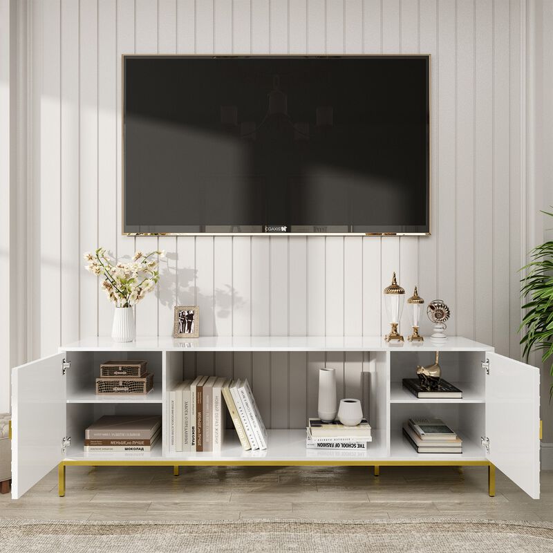 70" MDF TV Stand With Storage in Black