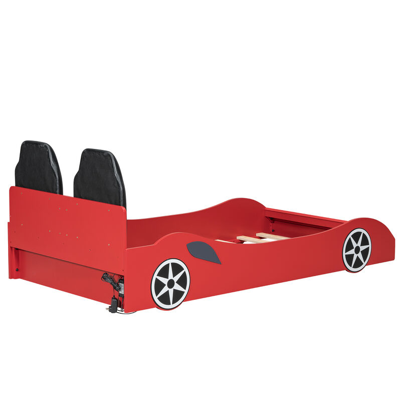 Merax Race Car-Shaped Platform Bed with LED