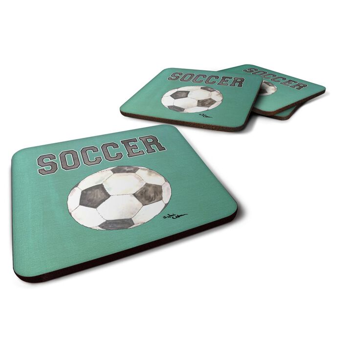 Caroline's Treasures 8484FC Soccer Foam Coasters (Set of 4), 3.5 H x 3.5 W, Multicolor
