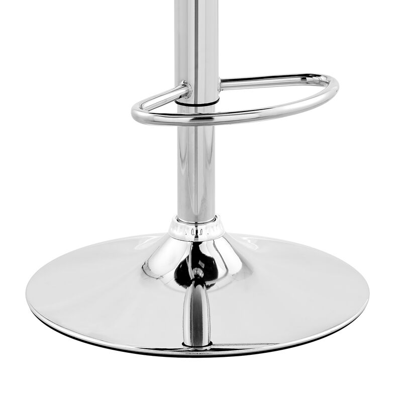 Faux Leather and Metal Adjustable Bar Stool, Gray and Silver-Benzara