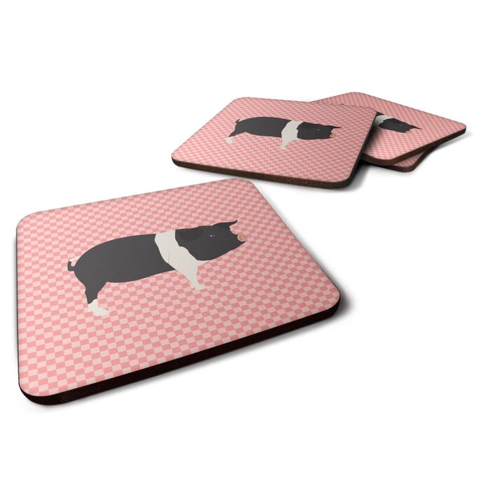Caroline's Treasures Hampshire Pig Pink Check Decorative coasters, 3.5, Multicolor