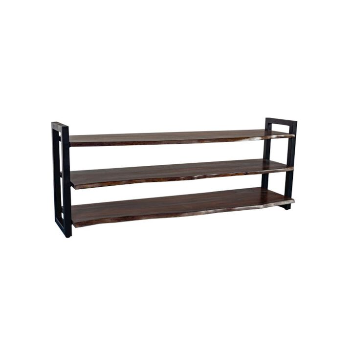Porter Designs Manzanita Live Edge Solid Sheesham Wood TV Stand, Gray