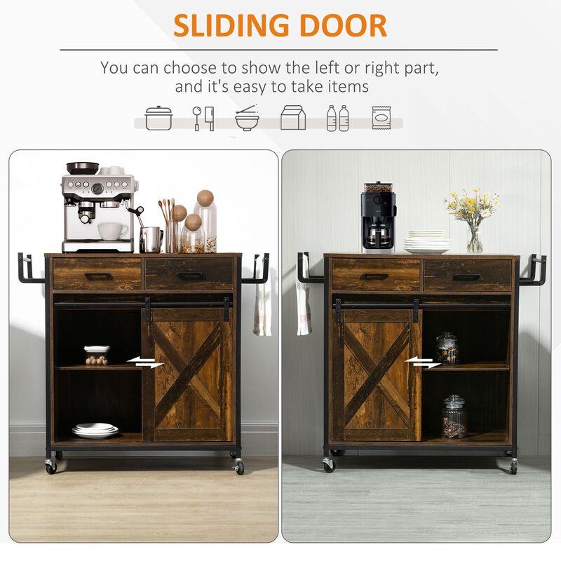 Rustic Kitchen Helper: Rolling Cart with Adjustable Shelf