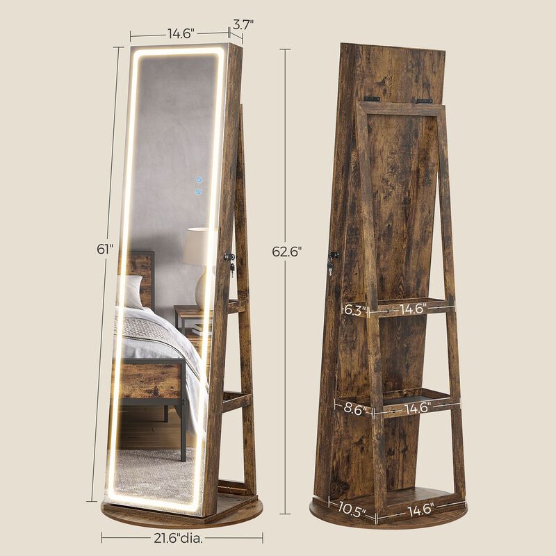 LED Mirror Jewelry Cabinet with Stand for Elegant and Functional Storage