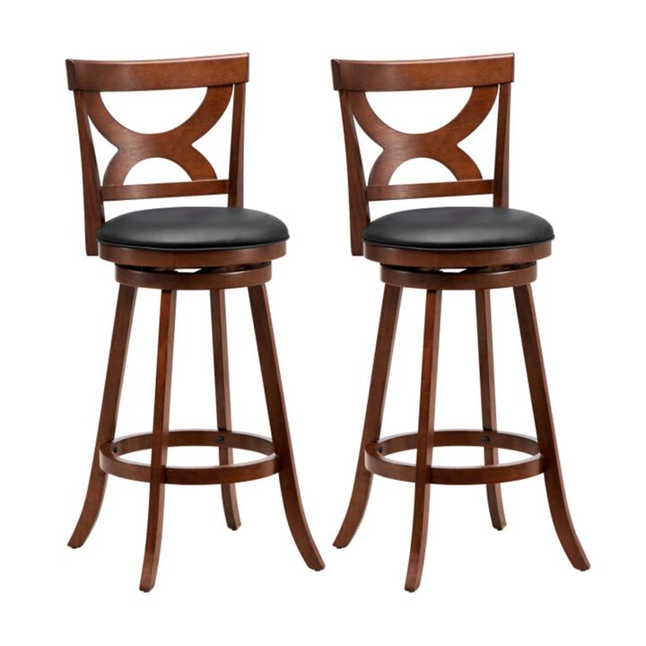 Hivvago Swivel Bar Stools Set of 2 with Soft Cushion and Elegant Hollow Backrest