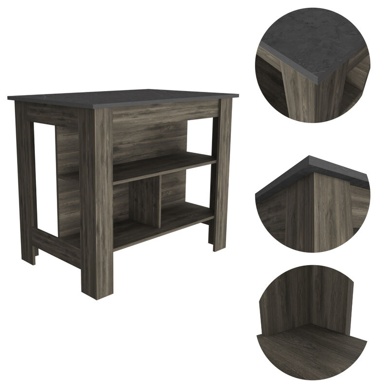 Streamdale Cala Kitchen Island, Four Legs, Three Shelves - Dark Brown Onyx