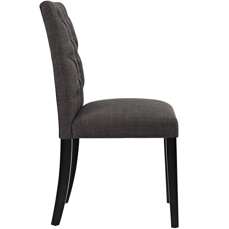 Modway Duchess Modern Tufted Button Upholstered Fabric Parsons Four Dining Chairs in Brown