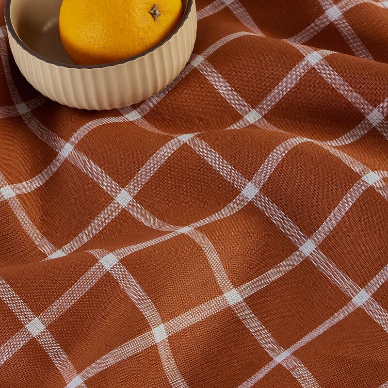 Solino Home 100% Pure Linen Table Throw 52 x 52 Inch | Windowpane