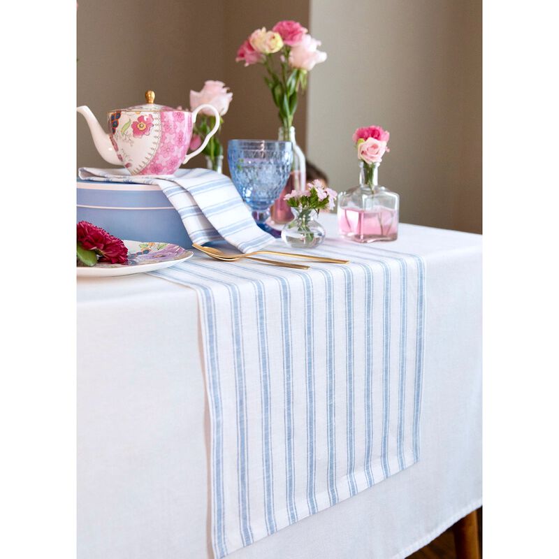 Solino Home 100% Pure Linen Table Runner | Capri Ticking Stripe for Spring & Easter
