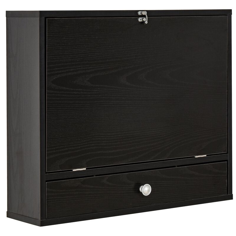 Black Space-Saver: Wall Mounted Desk with Foldable Tabletop