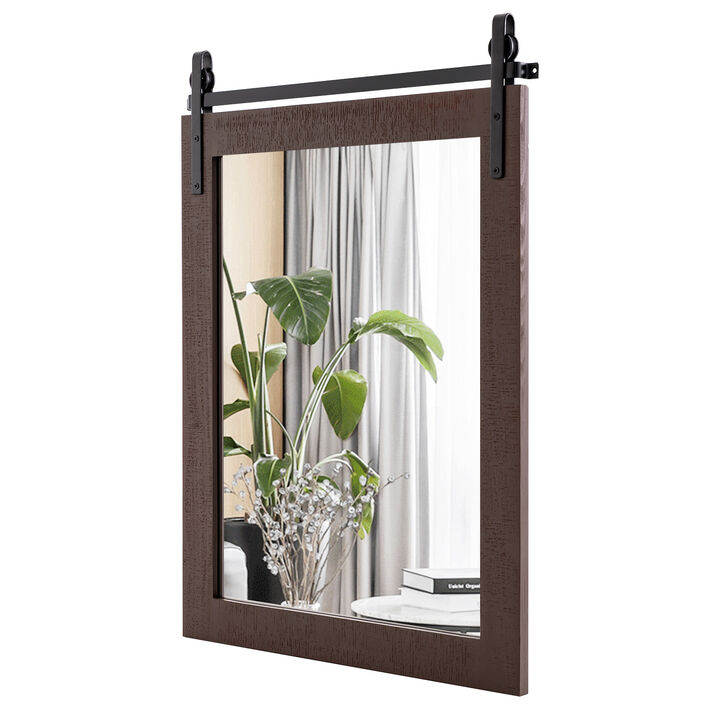 30 x 22 Inch Wall Mount Mirror with Wood Frame