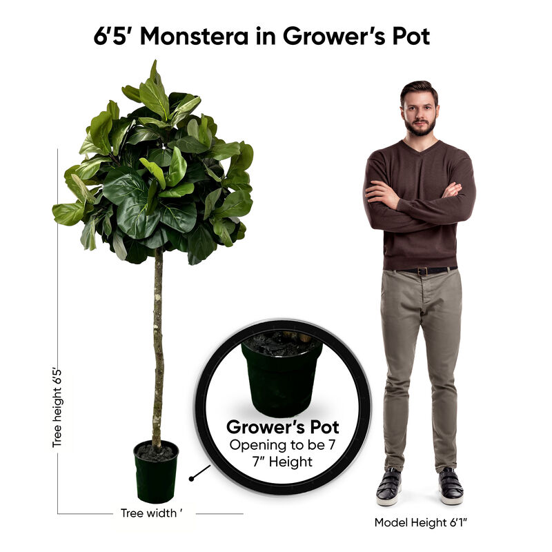 Handmade 6.5' Artificial Topiary Fig Tree In Home Basics Starter Pot Made with Real Wood and Moss Accents